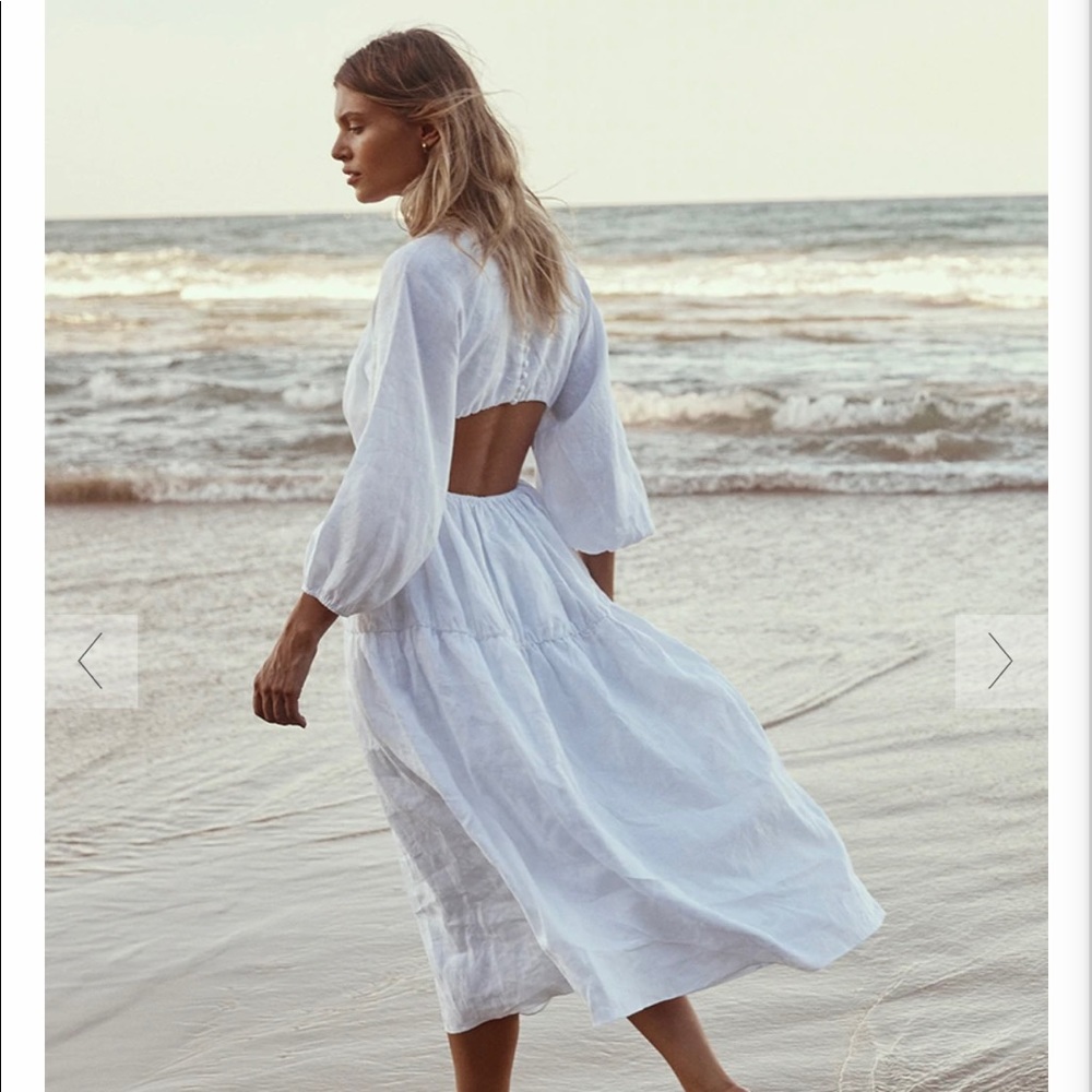 NEW Dissh Impala Midi White Linen Dress NWT